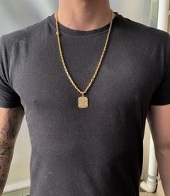 CORRENTE CARTIER CADEADO 4MM C/ PINGENTE PLAQUÊ "PAI NOSSO" - comprar online