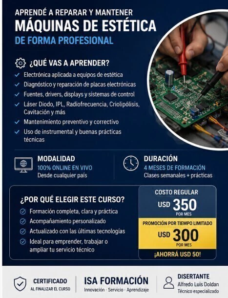 “Curso Profesional de Reparación de Equipos de Estética”