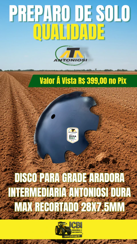 DISCO PARA GRADE ARADORA INTERMEDIARIA ANTONIOSI DURA MAX RECORTADO 28X7.5MM NOVO