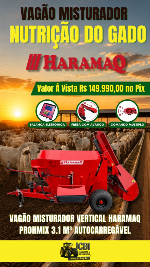 VAGÃO MISTURADOR VERTICAL HARAMAQ PROHMIX 3.1 M³ AUTOCARREGÁVEL NOVO