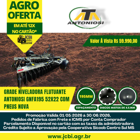 GRADE NIVELADORA FLUTUANTE ANTONIOSI GNFA195 52x22 COM PNEUS NOVA