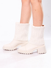 BOTA COTURNO COM TRICOT OFF WHITE SAFIRA
