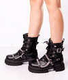 BOTA COTURNO PRETO COM CORRENTES DEMI