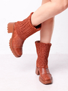 BOTA COTURNO COM TRICOT CARAMELO SAFIRA