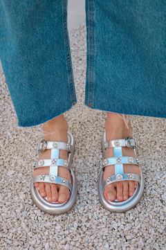SANDÁLIA FLAT RASTEIRA PRATA LIRA - comprar online