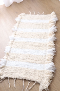 Alfombra de Algodón - Rayado Blanco y Crudo - Ekisetum Tienda Deco