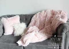 Manta Cama Reversible Ultra Soft y Corderito Rosa Bebe - Ekisetum Tienda Deco