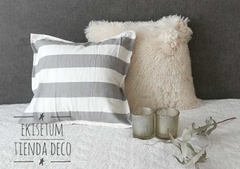 Almohadón Tusor Rayado GRIS - comprar online