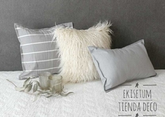 Almohadón Tusor Rayado GRIS - Ekisetum Tienda Deco