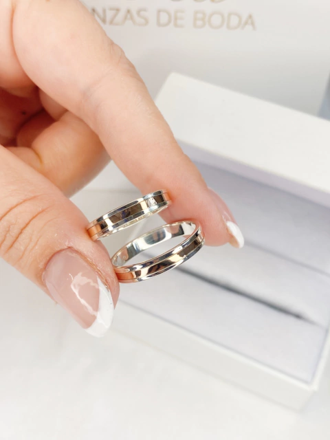 Alianzas Plata 925 centro Oro 18k Macizo 3mm