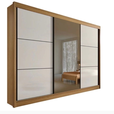 Guarda Roupas Los Angelis MDF 3 portas 1 espelho - comprar online