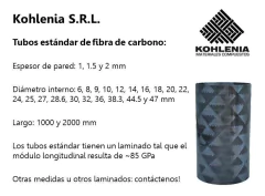Tubo fibra de carbono D08x10 mm x L2000 mm - comprar online