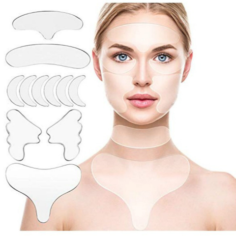 Silicone Antirugas Para O Colo Rosto E Pescoço Reutilizável 11 pçs