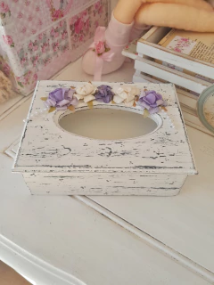 Porta pañuelos Flores Lilas y Blancas - comprar online