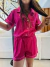Pijama satén fucsia ribete blanco