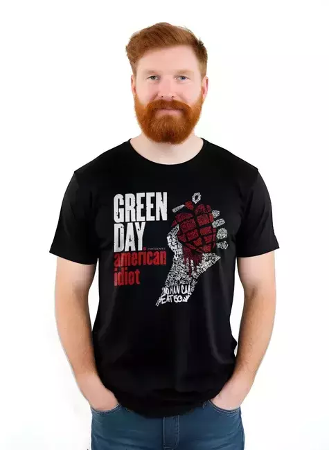 Camiseta Preta Green Day - Bomber Rock 100% Algodão