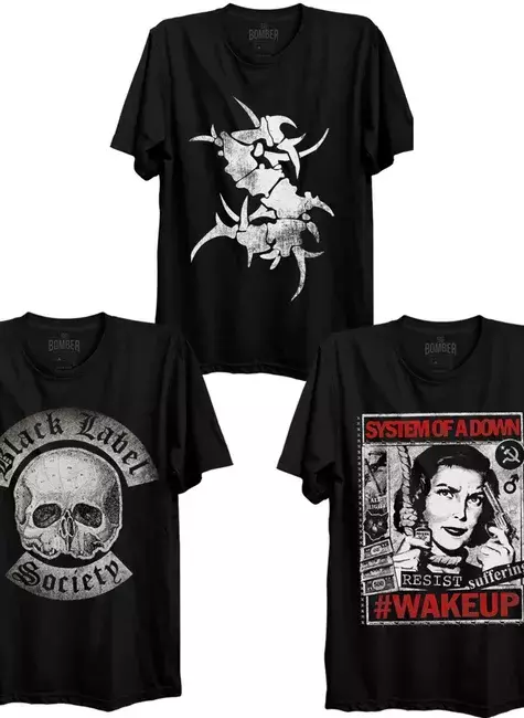 Kit 3 Camiseta De Rock Escolha Sua Banda Favorita Bomber