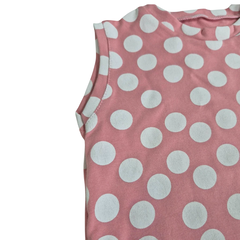 Body bebê regata rosa com estampa de bolinhas brancas