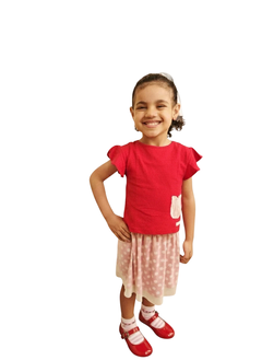Conjunto Infantil Blusa e Short Saia Vermelho Poá