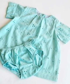 Vestido laise azul bebe manga curta - comprar online