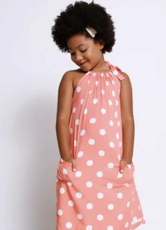 Vestido midi poa salmão