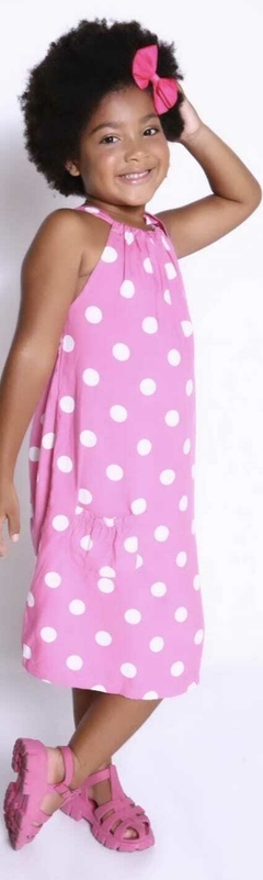 Vestido midi poa pink na internet