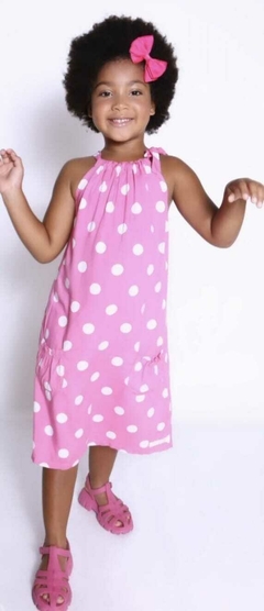 Vestido midi poa pink - comprar online