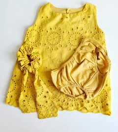 Vestido laise mustard