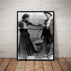 Quadro Decorativo Icones da Mafia charles Bonnie e Clyde foto 42x29cm