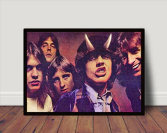 Quadro Decorativo rock foto ac/dc ac dc colorigo retro 42x29cm