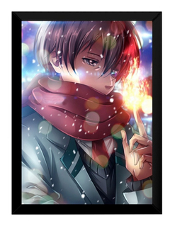 Quadro Todoroki Boku No Hero Anime Arte Poster Moldurado