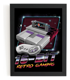 Quadro Retro Game Super Nes 16 Bits Nintendo Arte Moldurada