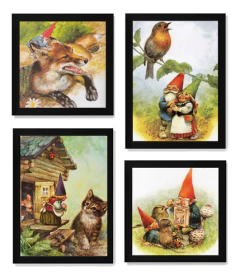 4 Quadros Lindas Artes Seres Encantados Da Terra Gnomos