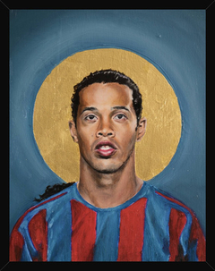 Quadro Arte Futebol Ronaldinho Gaúcho Moldura 42x29cm