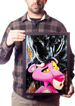 Quadro Decorativo Arte A Pantera X Cor-de-rosa