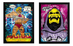 Kit 2 Quadros A4 He-man X Esqueleto Pop Arte Grayskull
