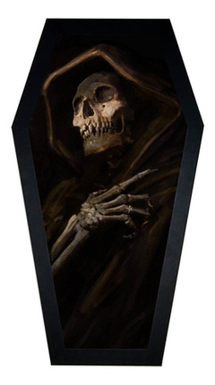 Quadro Caixão Arte Morte Caveira Moldura Exclusiva