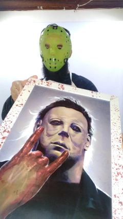 Quadro decorativo edição especial limitada leatherface massacre da serra eletrica - comprar online