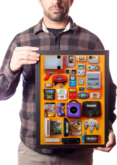Poster Moldurado Retro Game Arte Consoles Nintendo Quadro