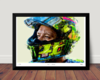 Quadro Poster Artistico Capacete 46 Valentino Rossi Moto Gp