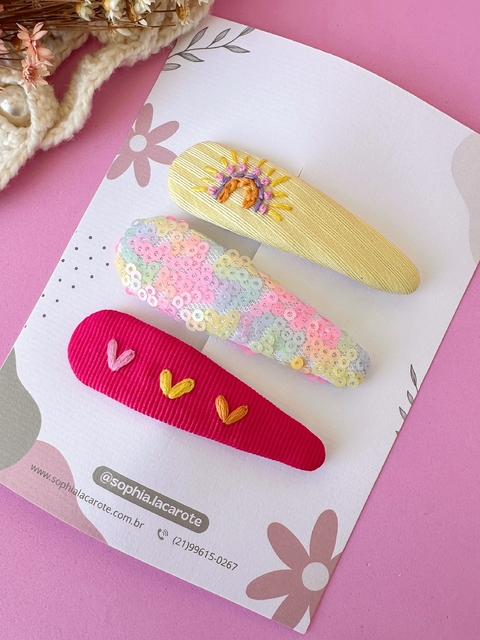 Trio tic tac bordadinho 8cm modelo 1