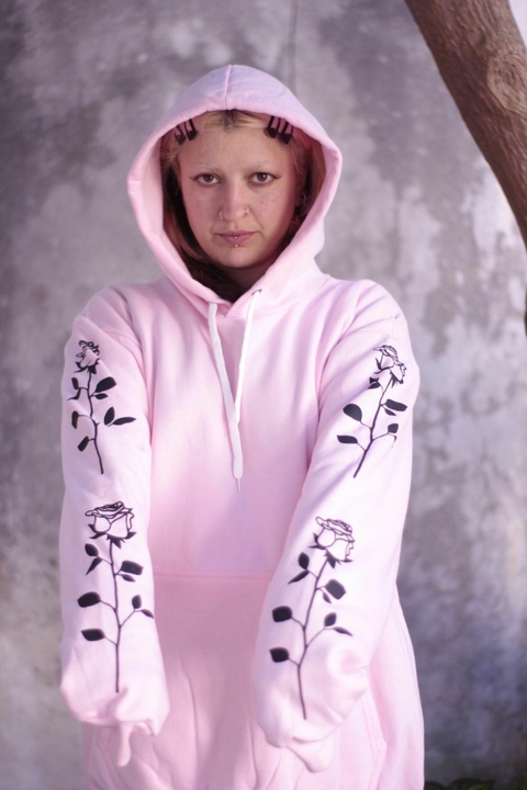 BUZO HOODIE ROSA Estampa en las mangas -ROSA- - comprar online