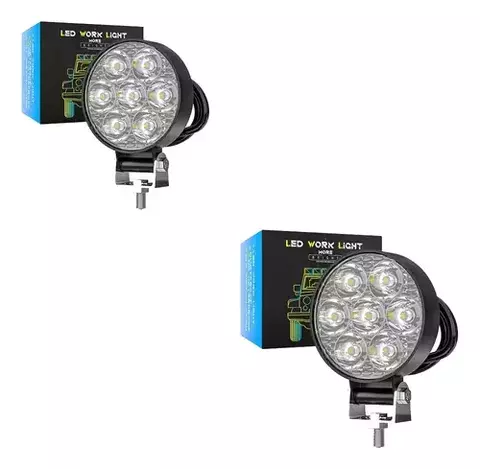 Kit X2 Faros Led Redondo 7led 21w