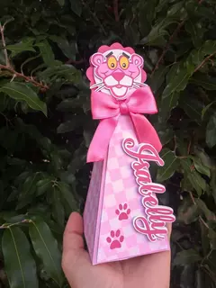 30 itens Kit Festa - Caixa Lembrancinha Personalizada - Pantera Cor de Rosa