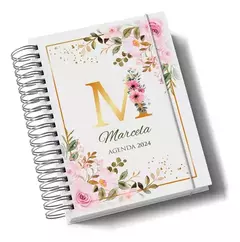 Agenda Personalizada Básica - Branco com Floral