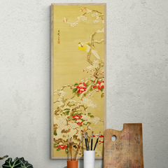 Bird among Camellias in Snow - 4AA2244 - comprar online