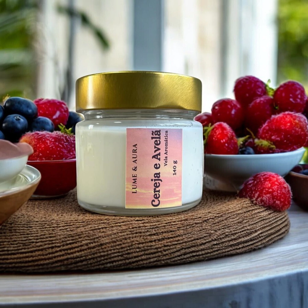 Vela Aromática Premium Cereja e Avelã 140g