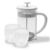 Set Hudson Cafetera Embolo 600 Ml + 2 Vasos Hudson Oficial CMSET85
