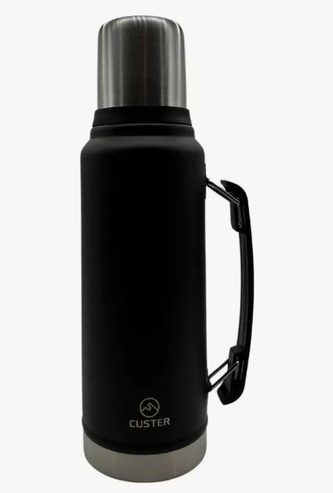 Termo 1 L negro con tapón cebador - CUSTER