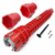 Chave lavatório multifuncional Mister com duas ponteiras hexagonais em vermelho e acessórios adicionais.
